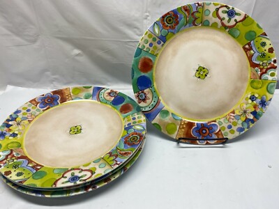 **LOT OF 4** Sue Zipkin Really by Carson dinner plates - Sunny Meadow - NEW