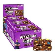 FITCRUNCH Loaded Cookie Protein Bar (12 Cookie Bars, Chocolate Deluxe)