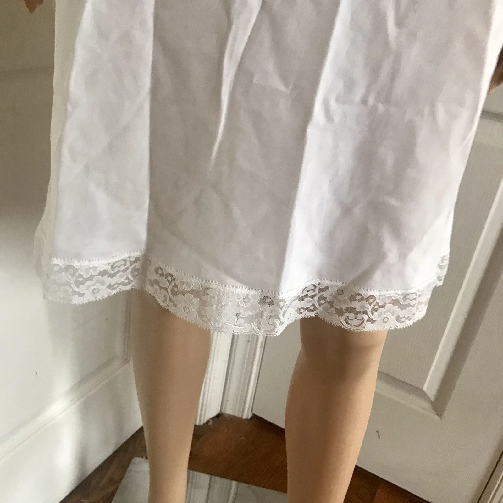 OFF WHITE Abito da notte vintage anni 60 pizzo Lady Lynne slip dress bianco sporco avorio MIDI taglia S