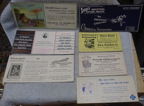 *Lot #4 - Vintage ADVERTISING BLOTTERS - 7 Diff - Insurance Hospital ...