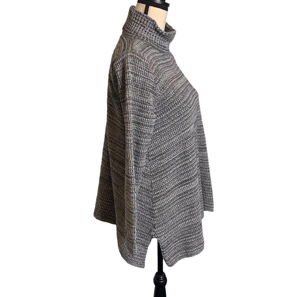 Eight Eight Eight Sweater Womens Large Turtleneck Ribbed Cowl Neck Black White - Image 3 of 4