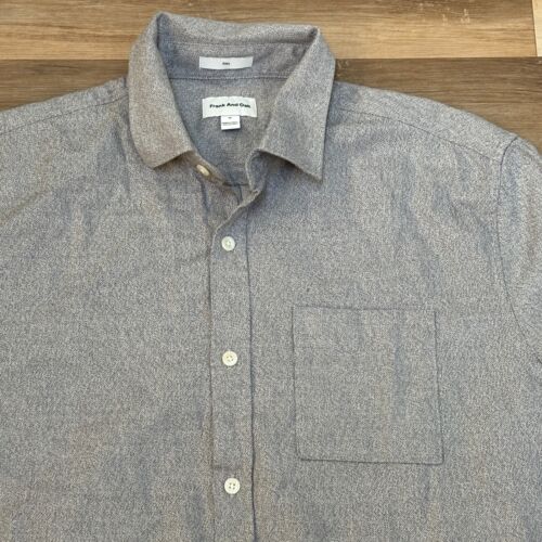 Frank And Oak Shirt Mens Medium Gray Riley Soft Cotton Twill Button Up - Picture 2 of 7