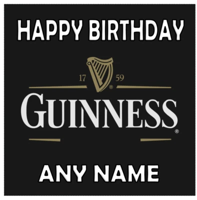 Personalised Guinness Cake Topper Round/Square Pre Cut, Edible Rice/Icing Paper