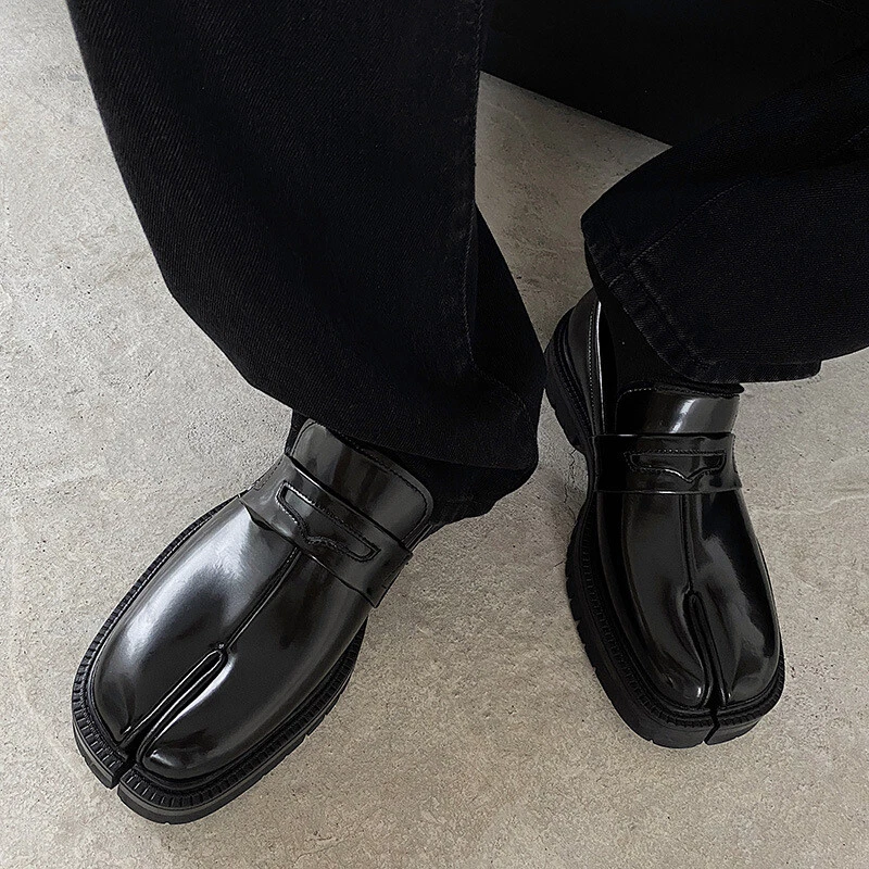 Men's Genuine Leather Split-toe Pedal Loafers Shoes Women