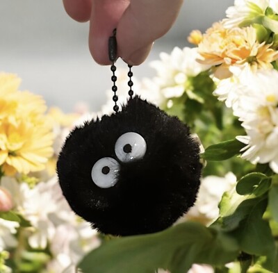 Black Fluffy Bag Charm Fluff Ball With Eyes Faux Fur Ball Chain