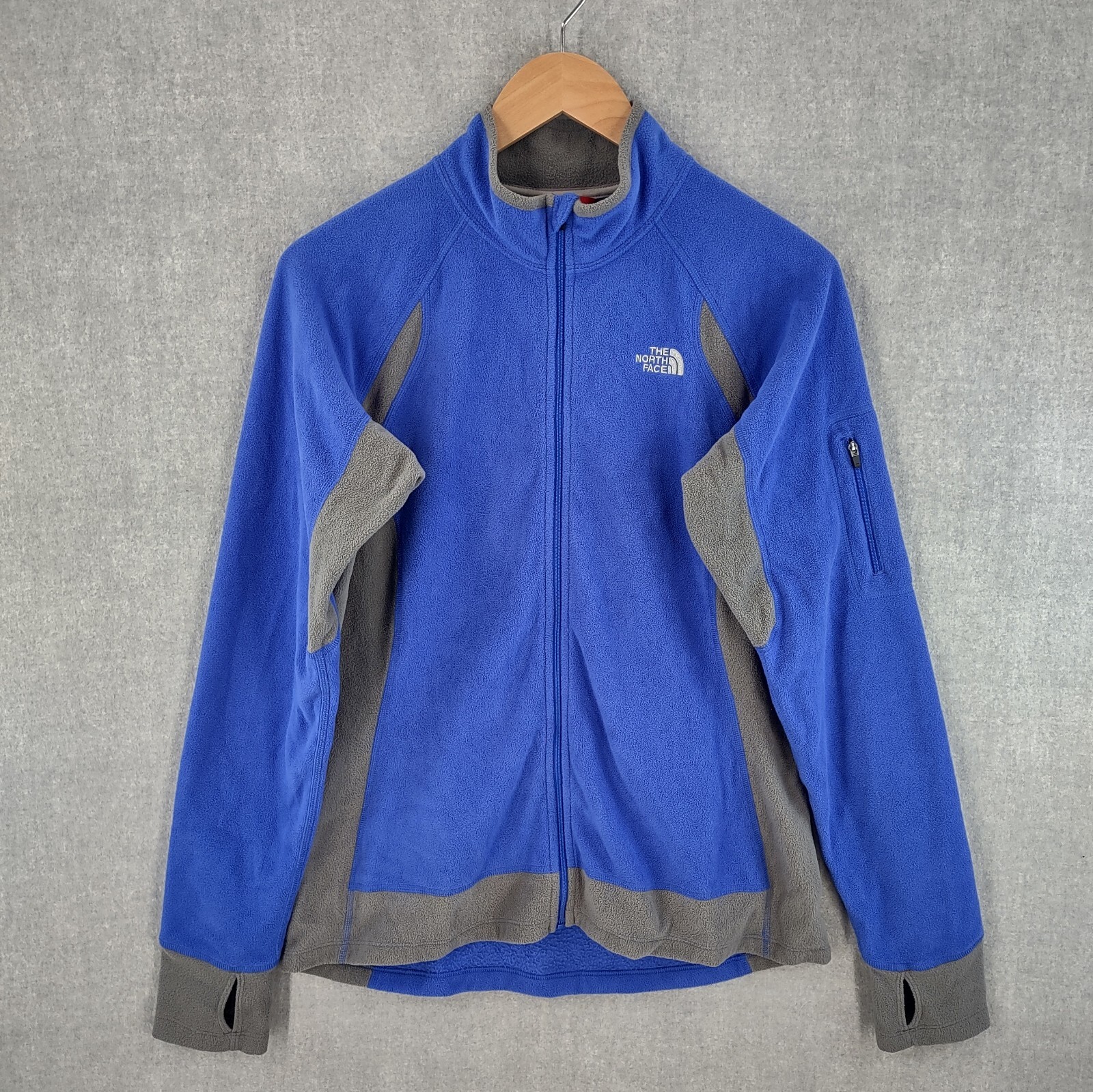 North Face Womens Large Blue Athletic Fleece Zip Jacket With Pockets
