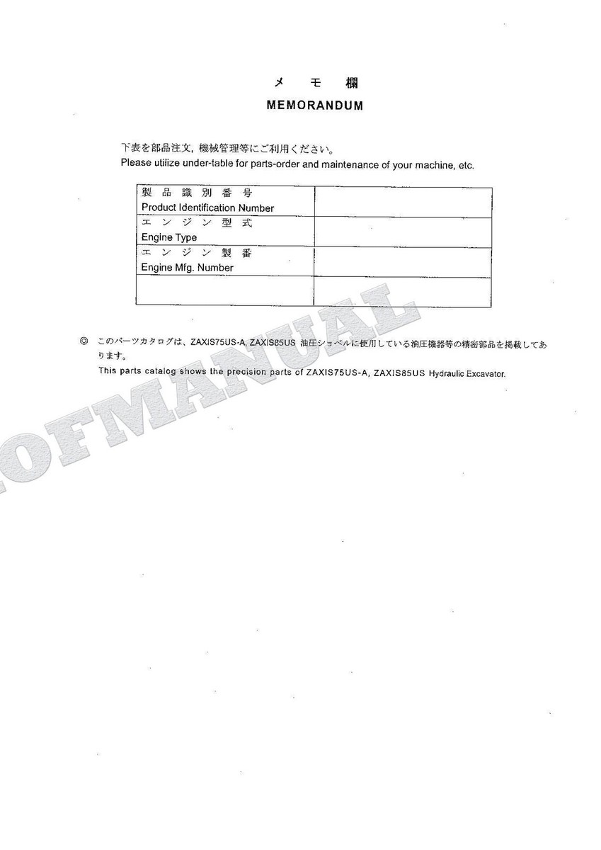 HITACHI ZX75US-A zx85US Equipment Component Excavator Parts