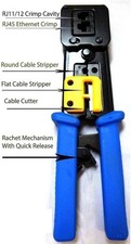 All-in-One Crimper forPass-Through/EZ/Legacy RJ11RJ12RJ45connectors Professional