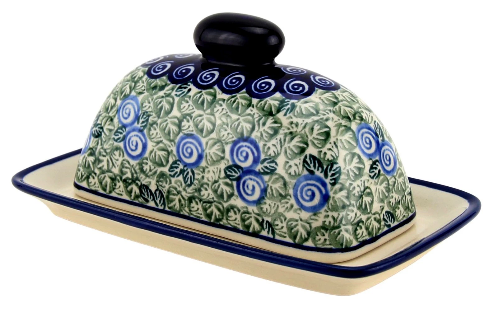 Polish Pottery Butter Dish with Lid Zaklady Boleslawiec, Poland - Butter Keeper