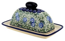 Polish Pottery Butter Dish with Lid  Zaklady Boleslawiec, Poland - Butter Keeper