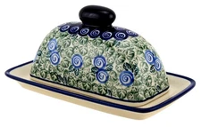 Polish Pottery Butter Dish with Lid  Zaklady Boleslawiec, Poland - Butter Keeper
