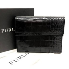 FURLA Croco-embossed tri-fold wallet