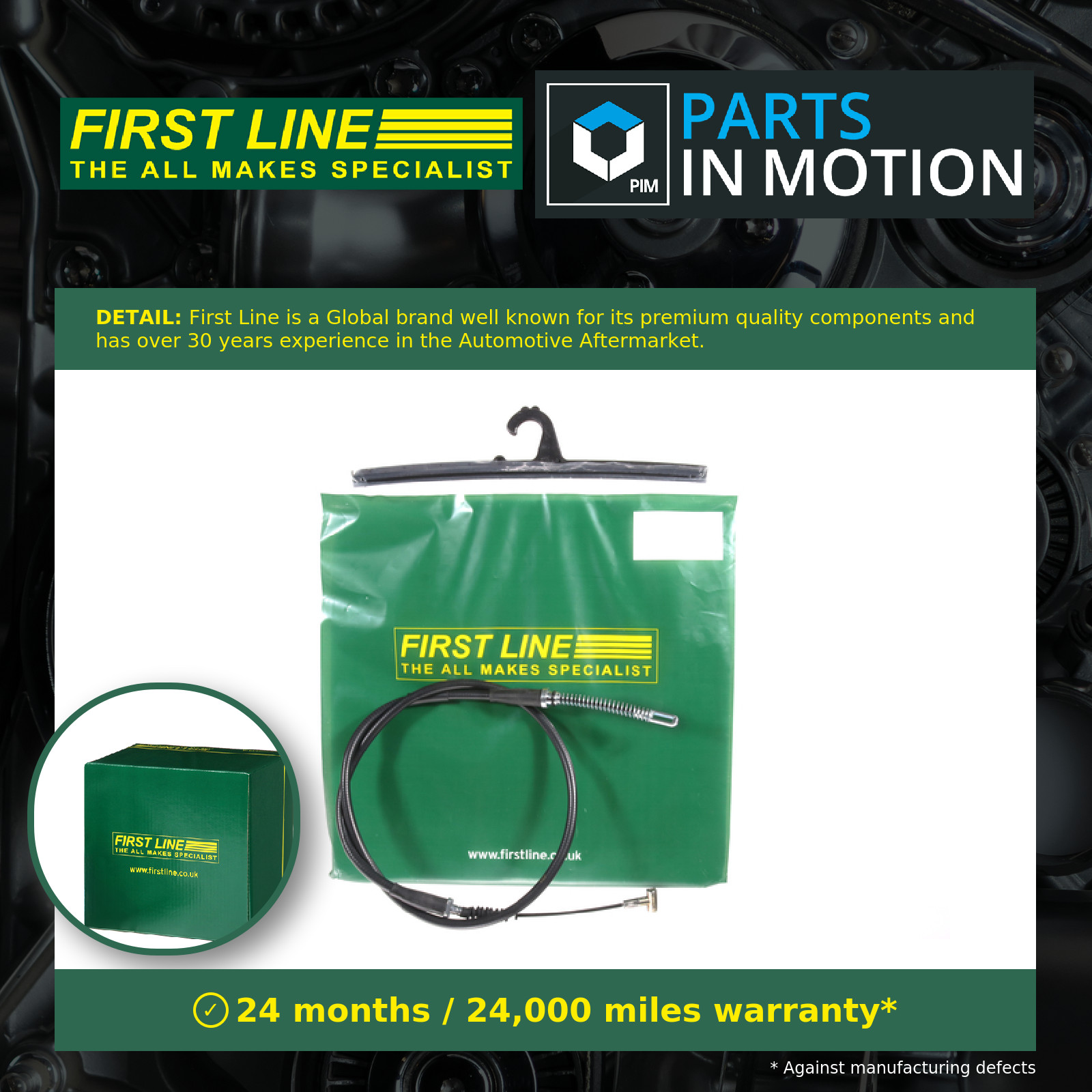 Handbrake Cable Rear Left or Right FKB3986 First Line Hand Brake Parking Quality