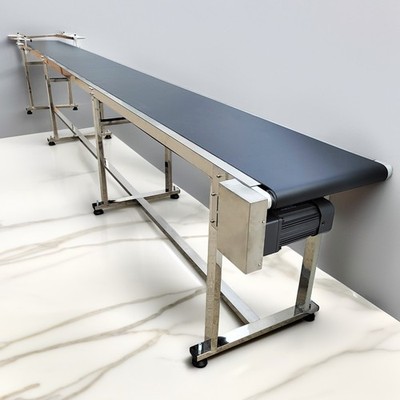 177x15.7in PVC Conveyor Belt System w/Double Guardrail for Packing Shipping