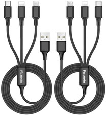 2 PCS 6FT Multi Charging Cable 3 in 1 Fast Charger Cord Type C Micro USB Port