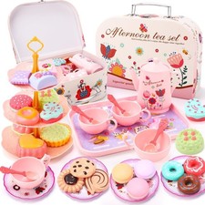 Tea Party Set for Girls, Kids Tea Set with Teapot Cups & Dessert, Pretend Play K