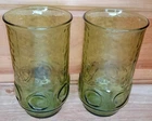 Vintage Anchor Hocking Avocado Green 20oz Tumblers Set of 2 Glasses