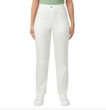 Hue Women's White High-Rise Straight-Leg Pull-On Pants L