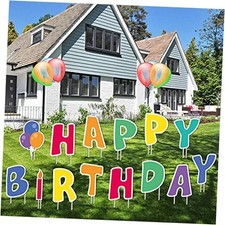 Happy Birthday Yard Signs with Stakes - Happy Birthday Sign for Yard 14 pcs