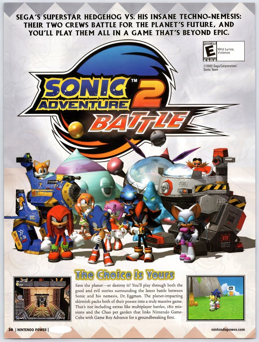 Sonic Adventure 2 Battle - GameCube - Vintage Original Print Ad
