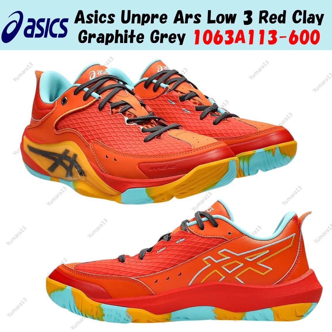 Asics Unpre Ars Low 3 Red Clay Graphite Grey 1063A113-600 Men's