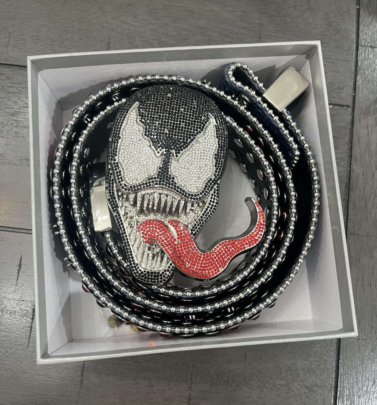 Stolen Arts Venom Studded Rhinestone Wide Men's Belt Black Red