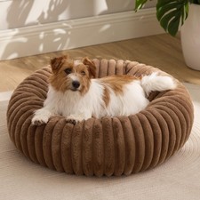 Bedsure Donut Dog Bed for Small Dogs - Corduroy Fleece, Anti-Slip, Washable