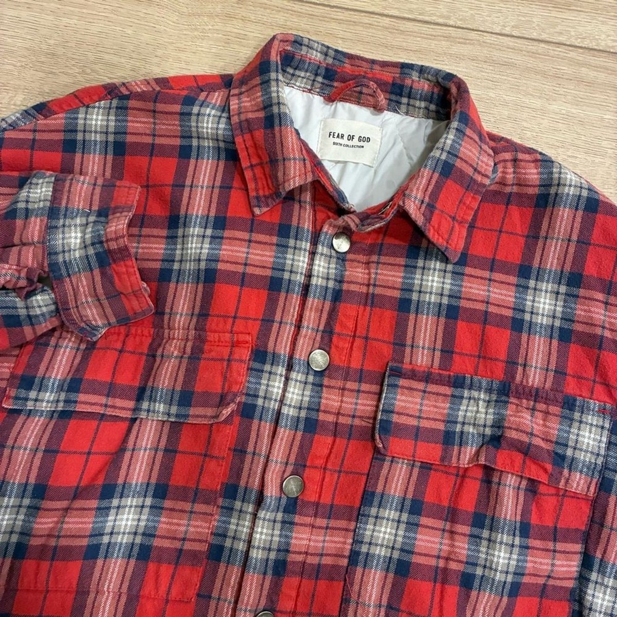 Fear of God Sixth Collection Men's Red Lined Flannel Snap Shirt