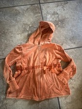 Gymboree Harvest Leaves EUC girls Orange Velvet Velour Zip Up Jacket 7