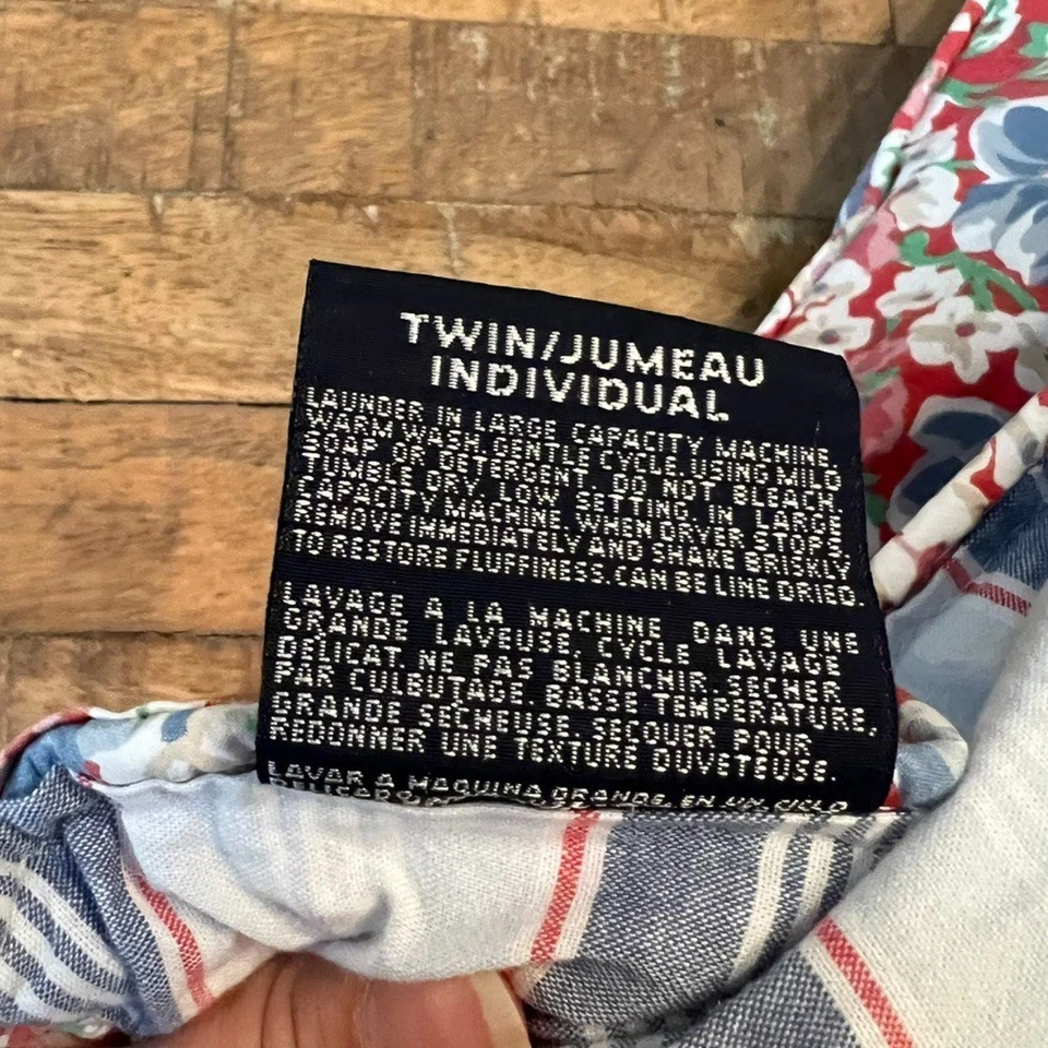 Edredom Ralph Lauren tamanho duplo listrado floral reversível - Imagem 3 de 4