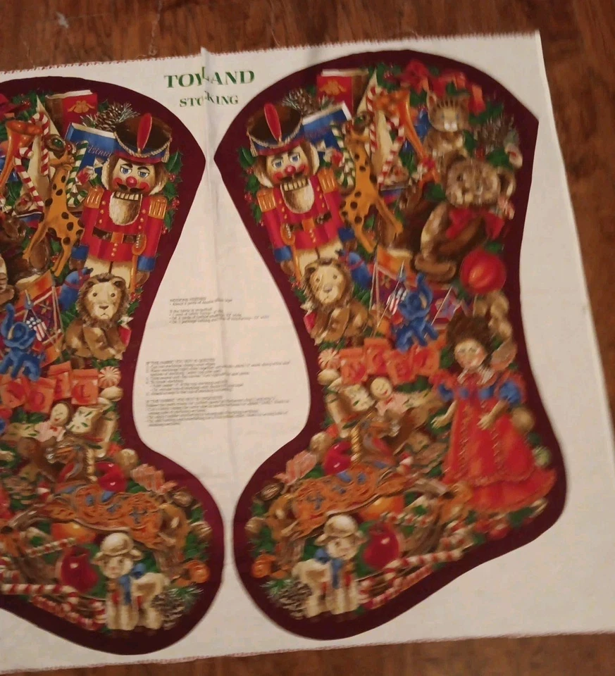 Vtg Cranston 36” JUMBO Toyland Christmas STOCKING Cut Sew Fabric Panel Messmore - Image 4 of 4