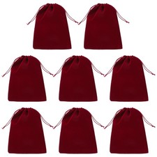 8Pcs Velvet Gift Bags 7 x 9" Velvet Drawstring Jewelry Pouches Burgundy