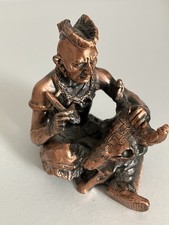Bronzed Pewter Mohawk Native American Indian Warrior Figurine.