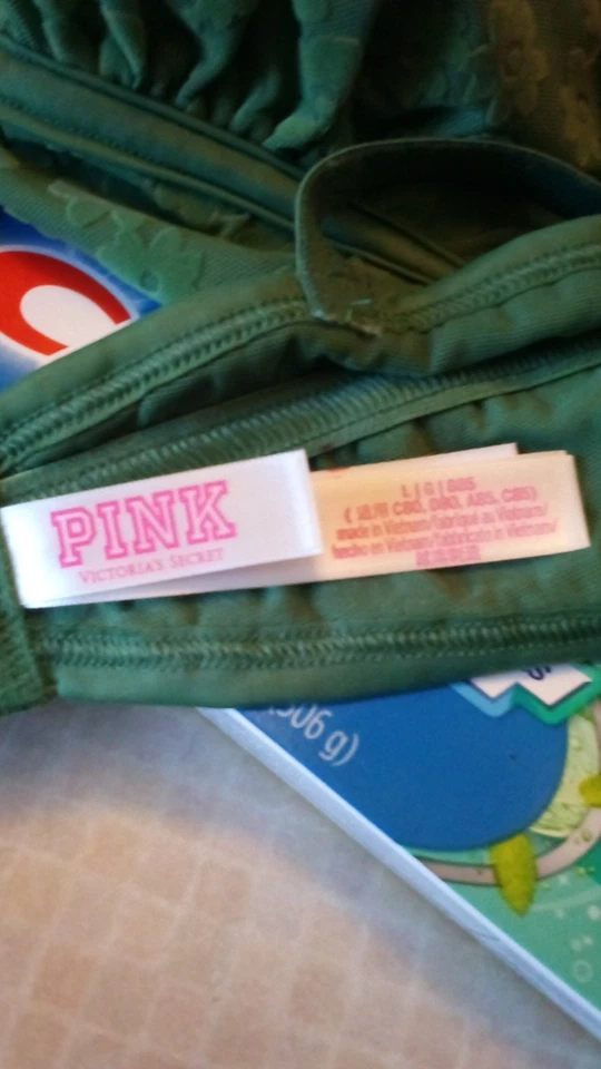 Victoria's Secret ROSA Almohadillas Claras Bralette Lt Verde Terciopelo Grande Tirantes Foto 3 de 3