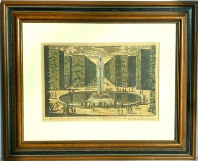 Antique Print Engraving Versailles Gardens Pierre Aveline 18th C Original Framed
