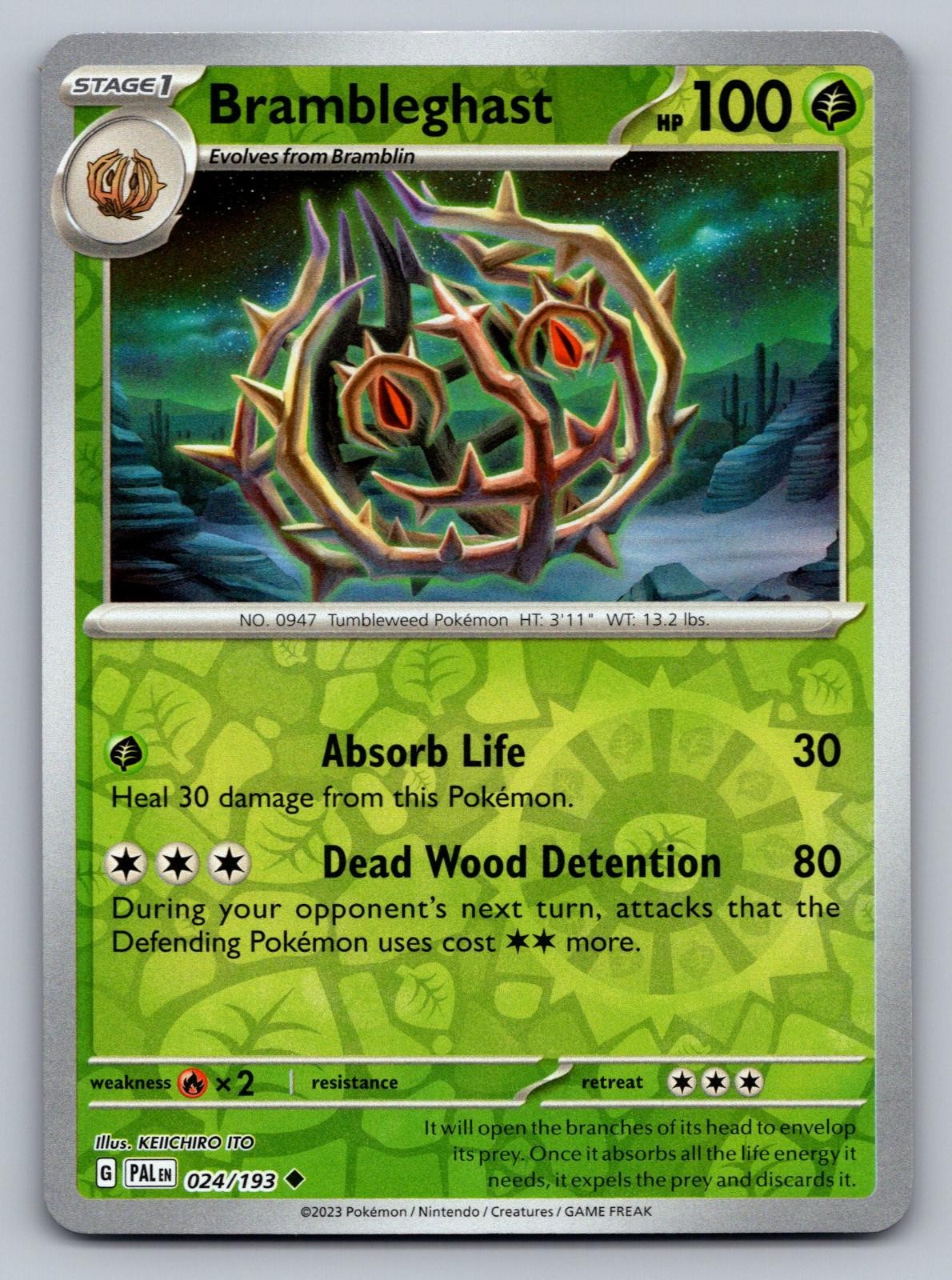 BRAMBLEGHAST 024/193 UC PALDEA EVOLVED POKEMON REVERSE HOLO NM/M