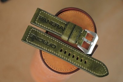 Handmade green PAM Officine Panerai strap size 24 (or any size 27 26 24 22)