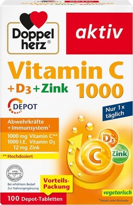Doppelherz C 1000 + D3 + Çinko DEPOT   100 Tablet Bagisiklik Destegi