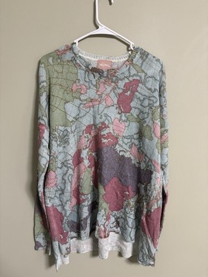 Show me your Mumu Womens Bonfire World Tour Knit Map Sweater Size XS Oversized