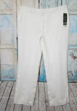 Lauren Ralph Lauren Women  s White 100 Linen Pants Lined Size 16 New 