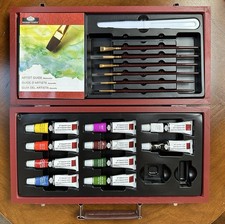 Royal & Langnickel Watercolor Set Wooden Box – Missing Some Pieces Unused Paints