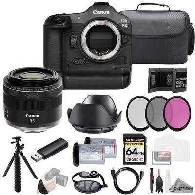 Canon EOS R3 + RF 35mm f/1.8 IS Macro STM Lens+64GB+Ext Bat+3PC Filter-Kit