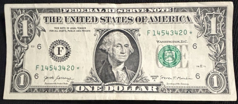 2017 A Atlanta $1 Star Note ⭐️ 420 Gas Pump Error Fancy Ladder Low Sum 23 Note