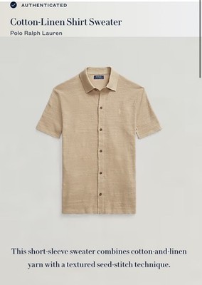 Polo Ralph Lauren Cotton Linen Knit Shirt Sweater Khaki Short