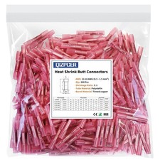 Heat Shrink Butt Wire Connectors 200 Pcs Red 22-16 AWG Insulated Waterproof