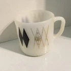 Vintage Federal Milk Glass Atomic Harlequin Coffee Cup MCM Mid Century Modern