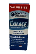Colace REGULAR Stool Softener 100mg Docusate Sodium 100 Cap Ex 2027 Box Damaged