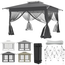 Garten Pavillon 4x4m Faltzelt UV Schutz Pop Up Partyzelt Wasserdicht verstellbar