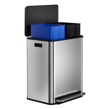 60 L/16 gal Kitchen Trash Can,2 8 gal Pedal Trash Bin with Removable Baskets,...