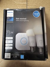 Philips - Hue White A19, 2 pack, Bluetooth 75W Smart LED Starter Kit